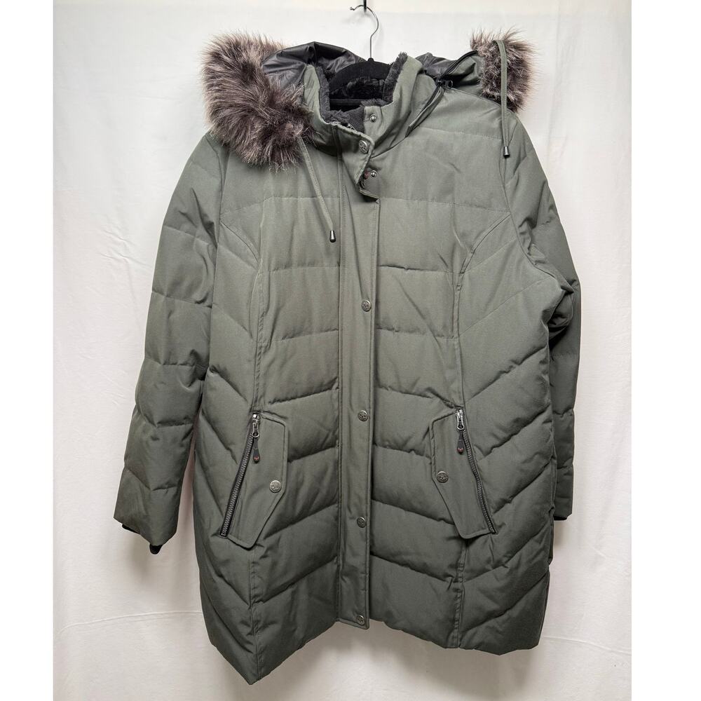 Artic Expedition Women's Down Filled Parka Coat, Olive Green, Size XL